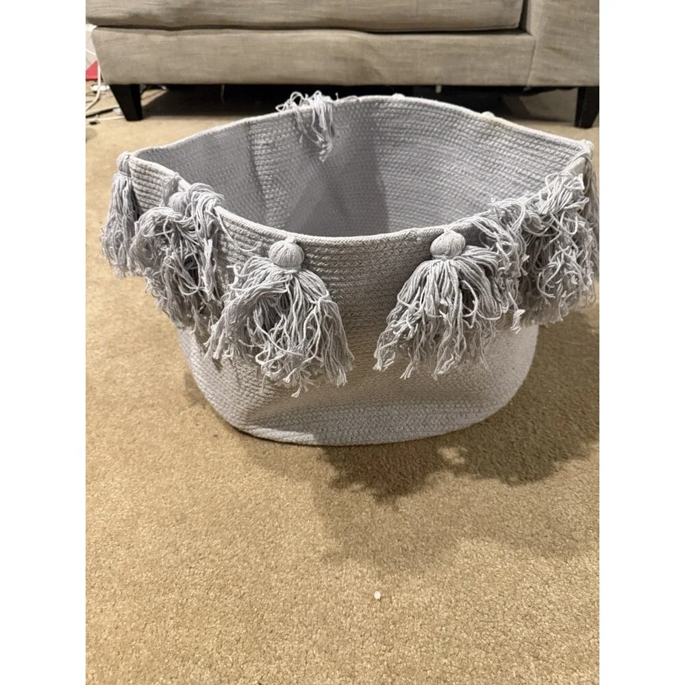 Lorena Canals Basket Tassels Soft Blue 1’4”x10” NWT